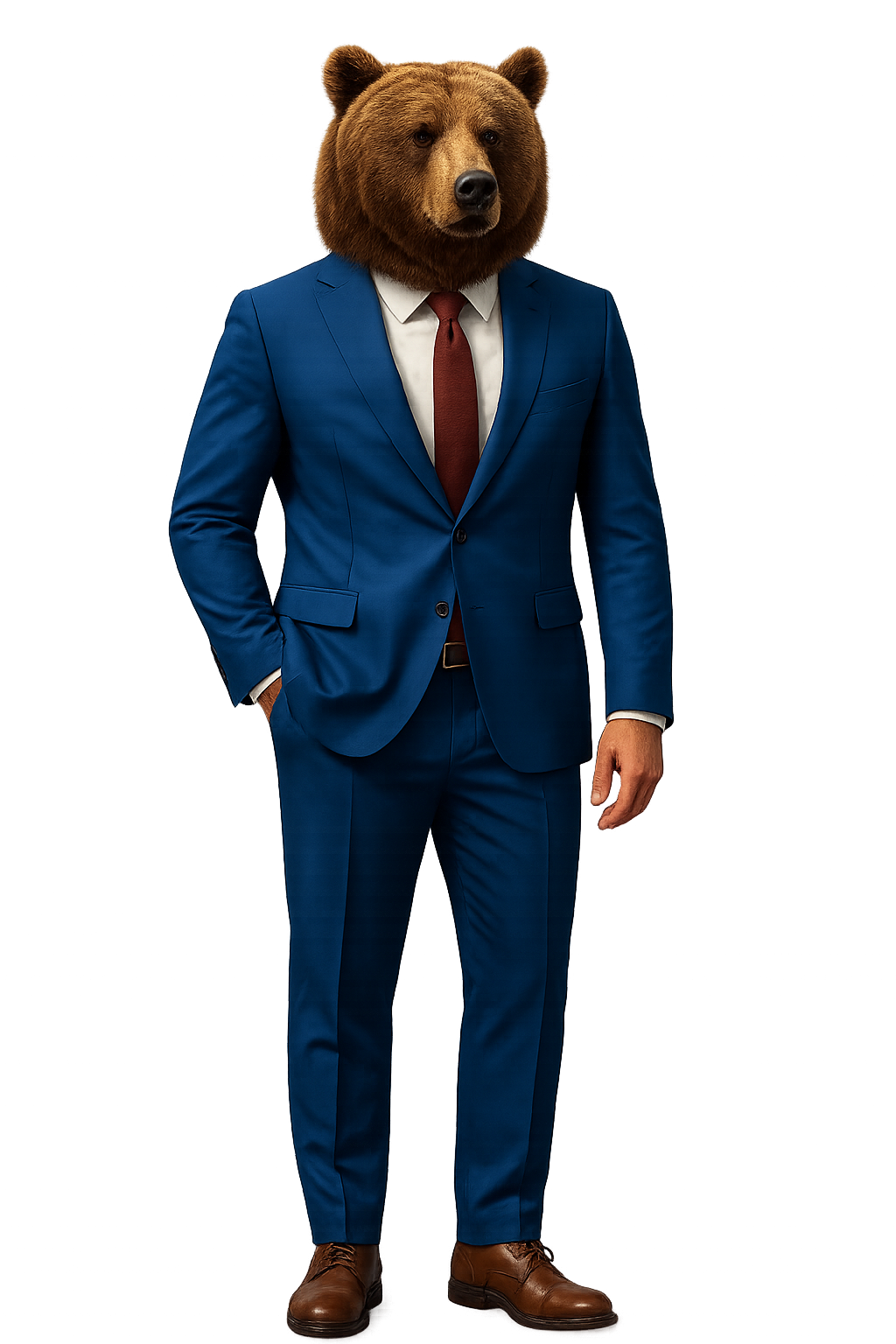 Professional Bear Character in Blue Suit